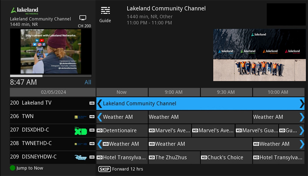 Screenshot of the Lakeland Community channel showing 