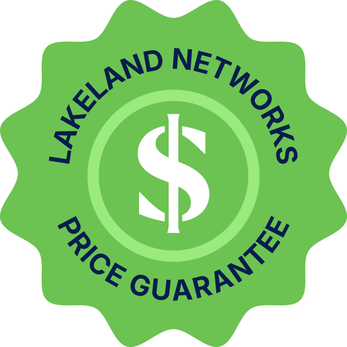 A green badge with text that reads Lakeland Networks Price Guarantee